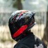 X Helmet R1SV - Abstract Red (Clear & Black Visor Included)